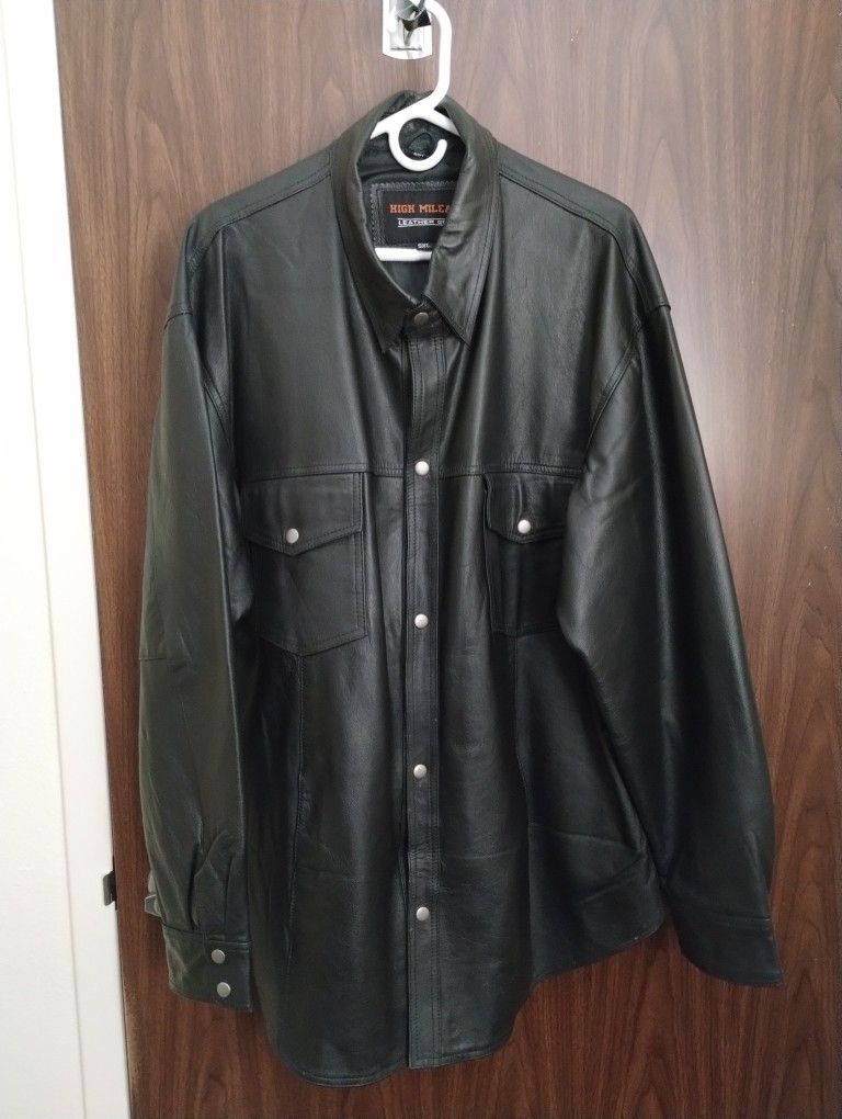 Leather Shirt With Conceal Carry Pocket Inside. Never Worn