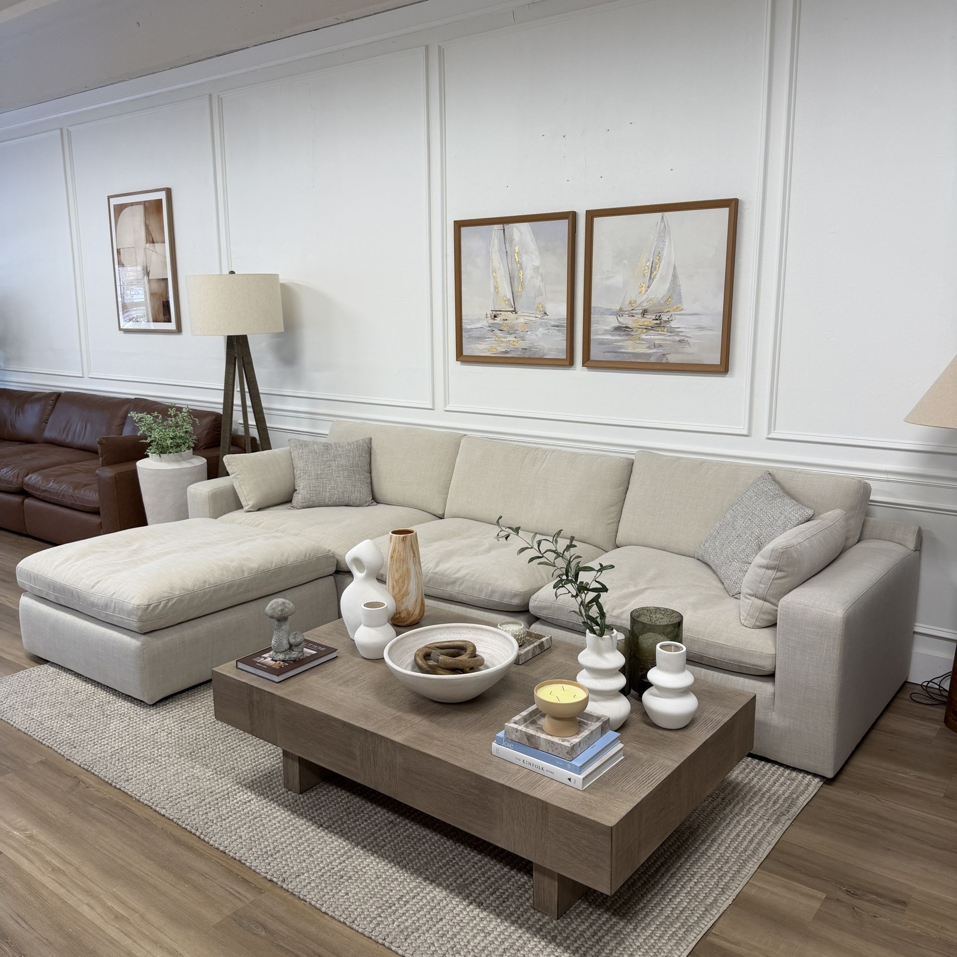 New Beige Linen Cloud Couch 