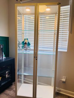 IKEA MILSBO White Glass Display Cabinet — 3 Shelves