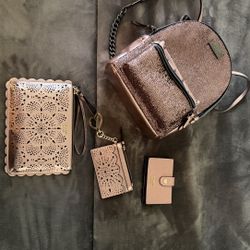 Victoria's Secret Rose, Gold, Backpack, Purse, And Accessories