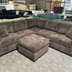 Comfy L Shaped Sectional w Ottoman 