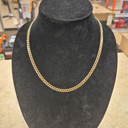 14k Yellow Gold Solid Cuban Link Necklace 20"