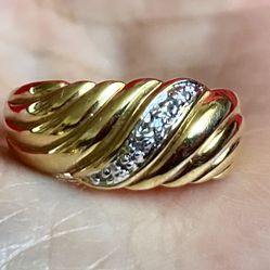 HSN TECHNIBOND STERLING SILVER OVERLAY 14K GOLD DIAMOND RING Size 9.5 / 10 ‼️ Price Is FIRM ‼️ See HUGE COOL CHRISTMAS GIFT Here .. ‼️