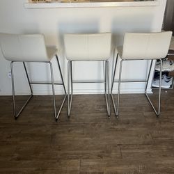 Three Leather Bar Stools Originally From Ikea 