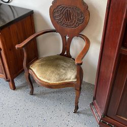 Antique Green Velvet Chair