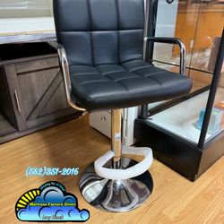 Black Vanity Chair For Makeup Or Bar Style Leather 