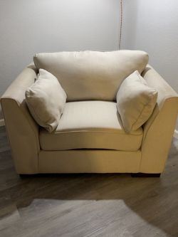 Ashley Furniture Oversized Chair & a Half – Cream/Beige – $200 OB0