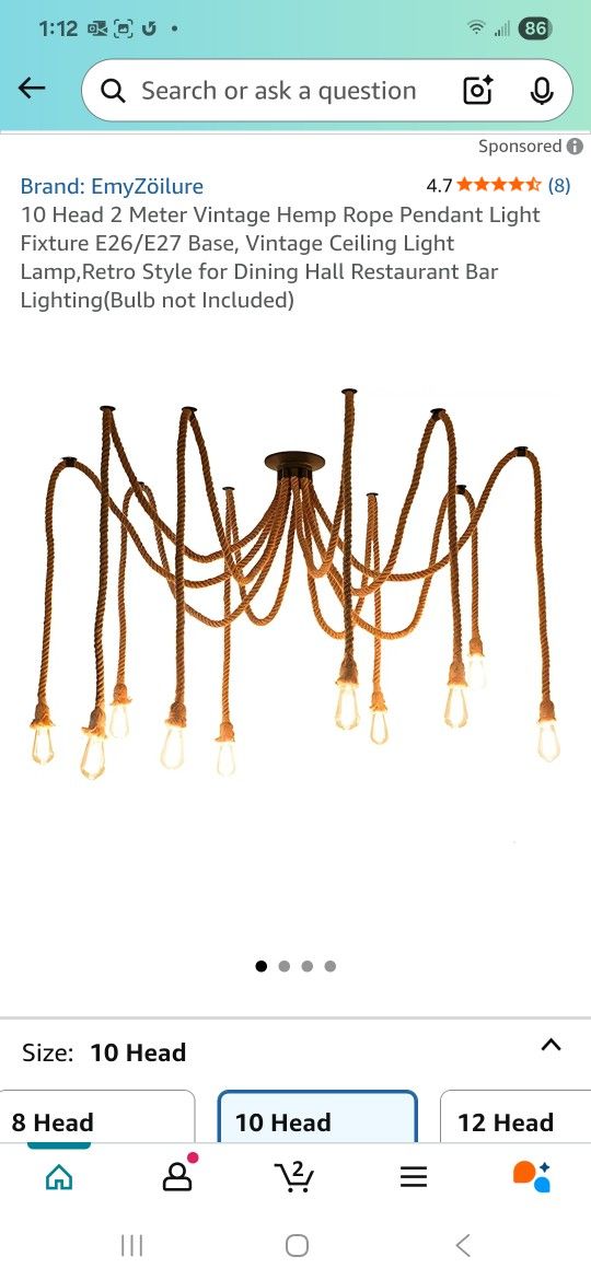 Hemp Light With Ten (10) Lights