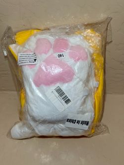 New W/ Tags EOILFM Halloween Super Brothers Yellow Cat Costume Cartoon Game Cosplay Suit Onesie Outfit with Cat Paw Gloves for Kids- size Youth L 8-10