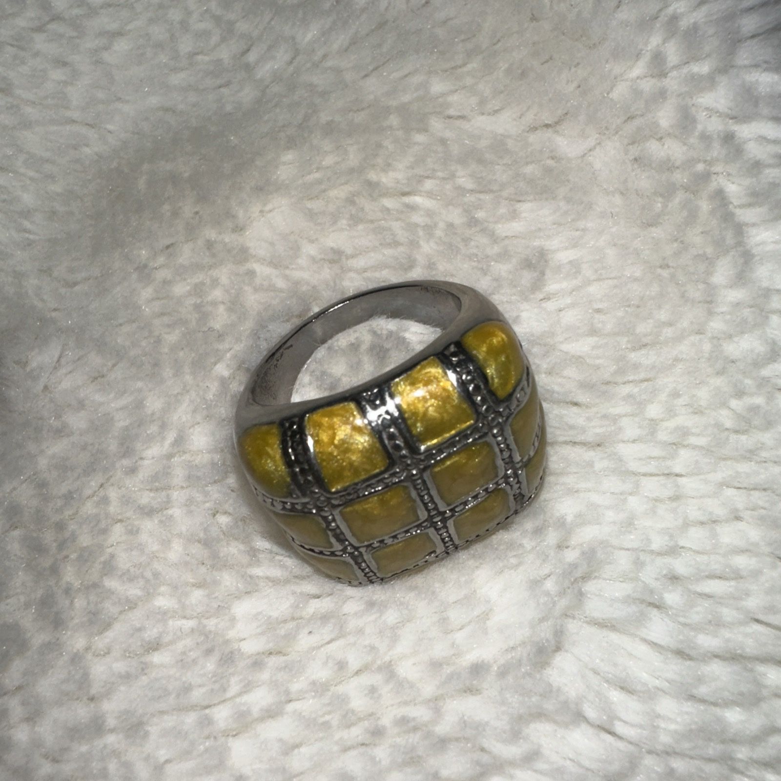 Sterling Silver Cocktail Ring with Yellow Topaz. Size 8.5