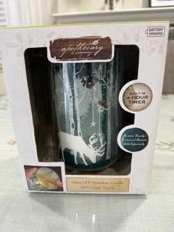 Apothecary $ Co glass LED Reindeer candle