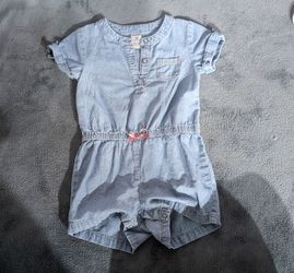 Carter's Light Denim Short-Sleeve Romper with Elastic Waist