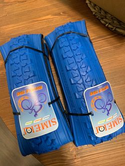 New 26” Mountain bike tire pair blue