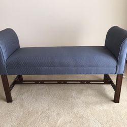 ETHAN  ALLEN BLUE COLOR UPHOLSTERED BENCH