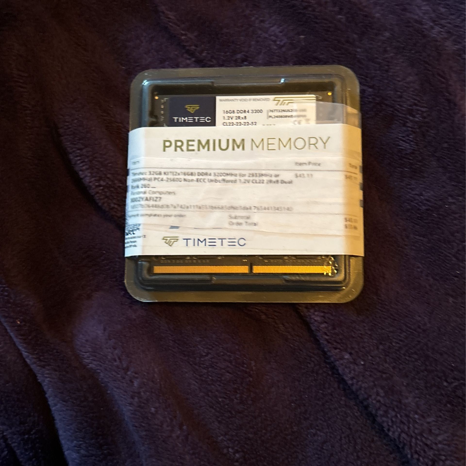 Timetec Premium Memory 32GB Kit DDR4 3200 MHz for 2933 MHz