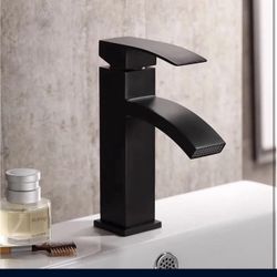Waterfall Faucet Matte Black Basin Faucet, Water Tap Bathroom Faucet F14B