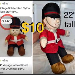 $10 Large 22” Vintage nylon soldier plush for indoor and outdoor Christmas Decor