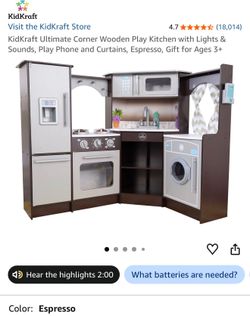KidKraft Ultimate Corner Wooden Play Kitchen with Lights & Sounds