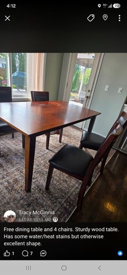 Dining table and chairs