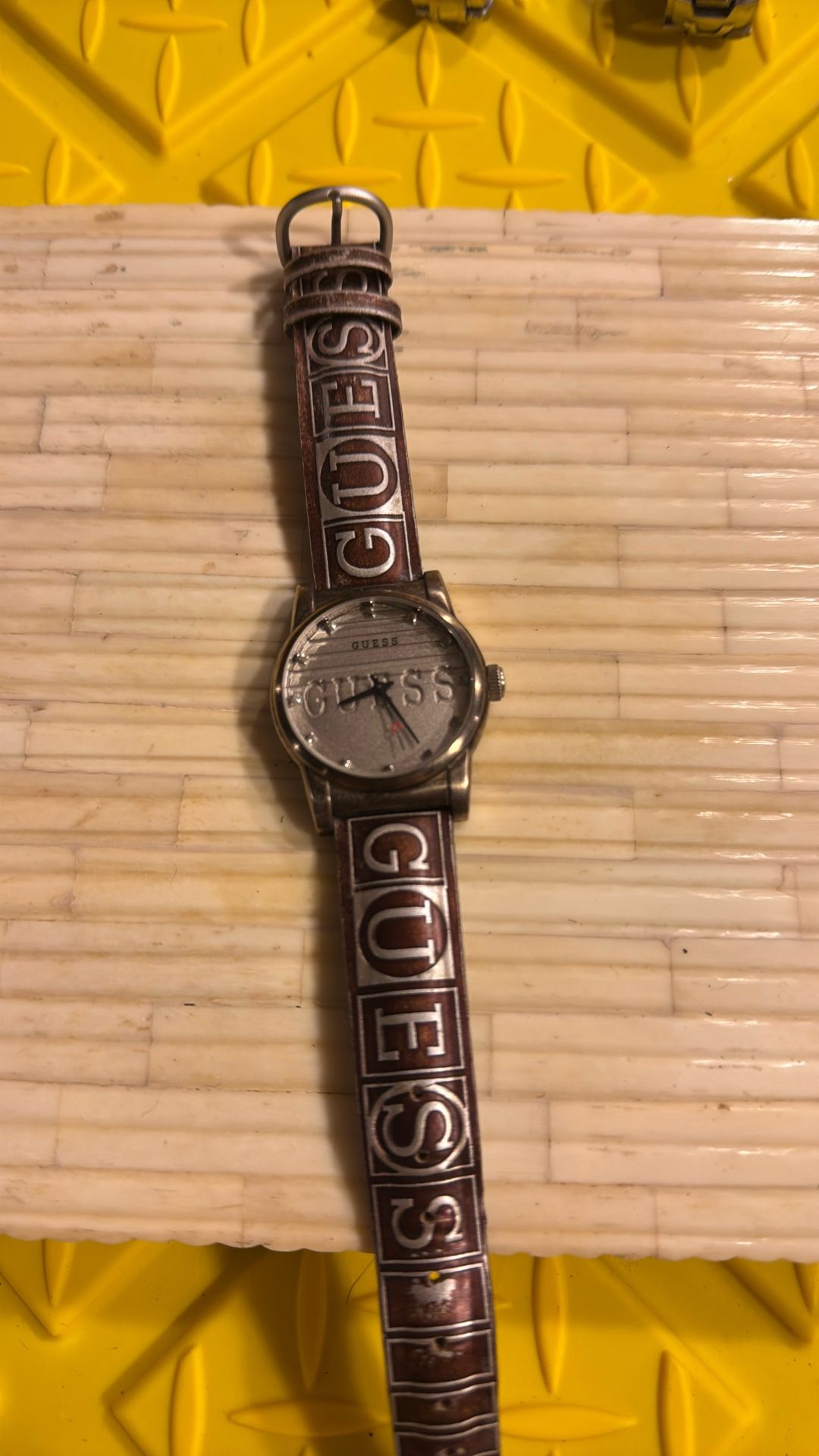 Guess Leather Band Imprinted Stone Look