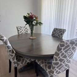Gray & Natural Wood Dining Table