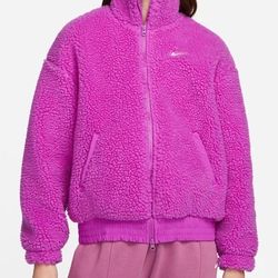 Vintage retro Nike Sherpa fuzzy thick purple pink jacket coat 