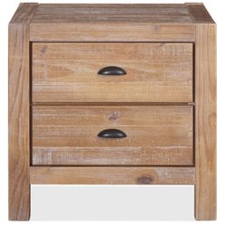 New Grain Wood Furniture Montauk 2-Drawer Bedside Nightstand, Solid Wood with Driftwood Finish