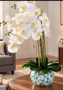 🌸 Elegant White Orchid Arrangement – Home Decor