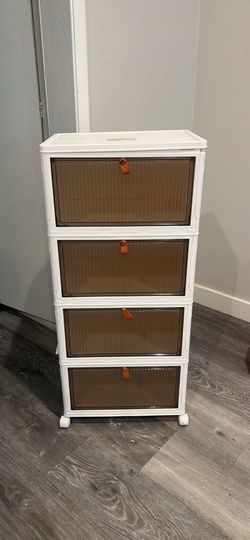 4-Tier Plastic Storage Cabinet with Wheels