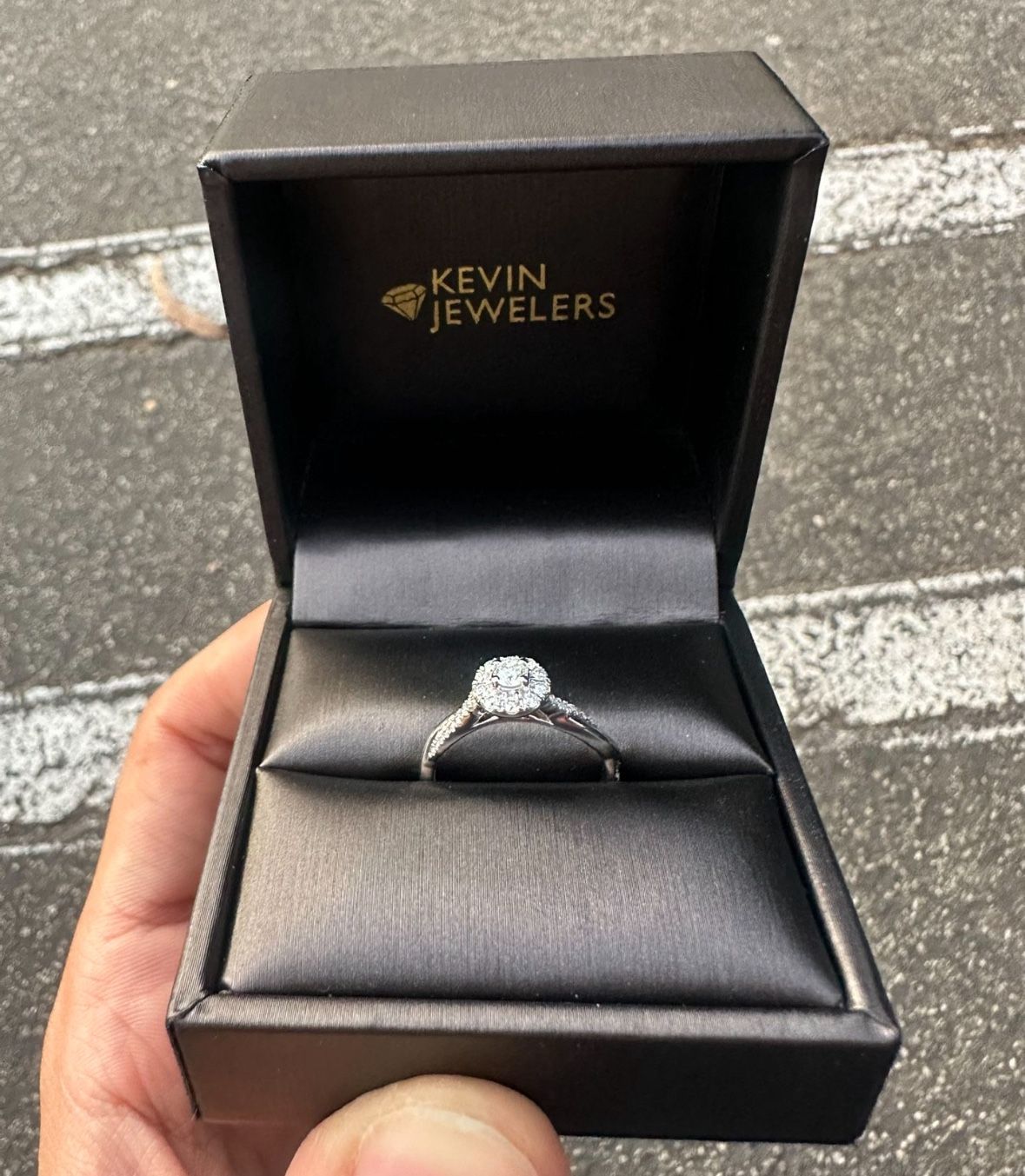 10KW Round Top Diamond & Diamond 3/8 CTTW Prong Set Infinity Shank Halo Engagement Ring