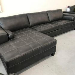 2 Piece Sectional Couch With Chaise Dark Gray Faux Leather  💛No Needed Credit Check 💛 $39 Down Payment with Financing1853