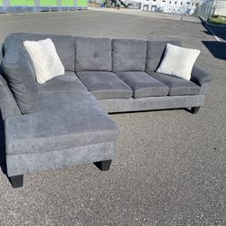 FREE DELIVERY AND INSTALLATION - Partner Furniture Polyester Fabric Gray Sectional (Look my Profile)