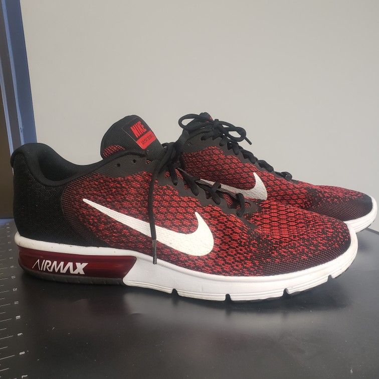 Nike Air Max Sequent Size 15 Red Gray Running Shoes