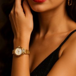 Bulova 1990s Gold-Tone Diamond Accent Ladies Quartz Watch 97S22, NIB