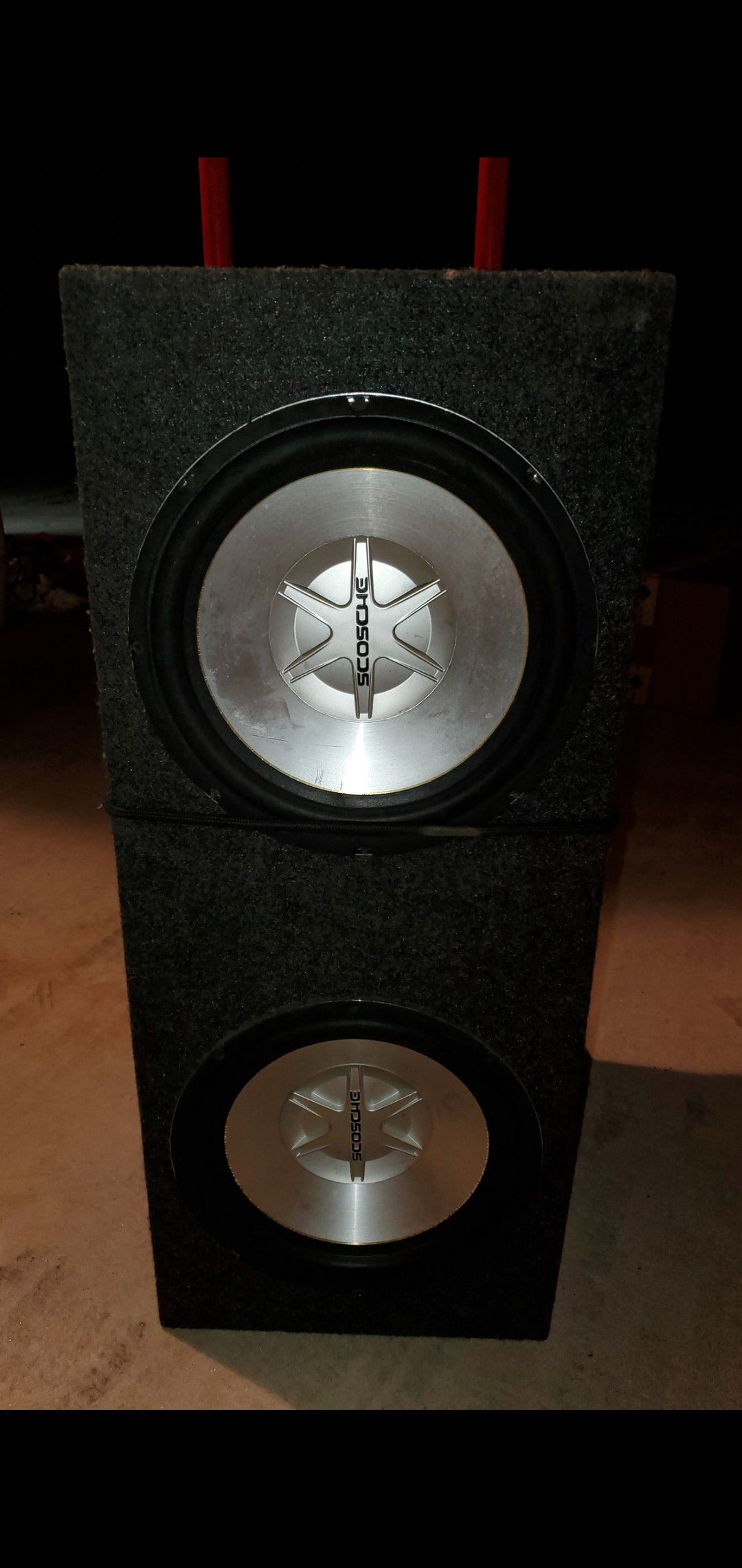 SCOSCHE SPEAKERS & BOX, (2) 12" They were in my Explorer, IT ALL WORKS & SOUNDS GREAT, EVERYTHING for $175, .....OBO, ITS IN MY WAY