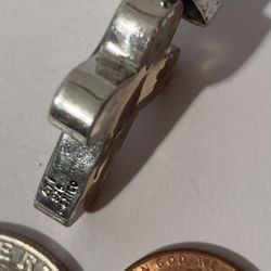 Vintage Sterling Silver Cross And Epoxy 