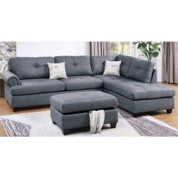 Brand new 107" x 75" blue gray/black/mocha sectional + storage ottoman