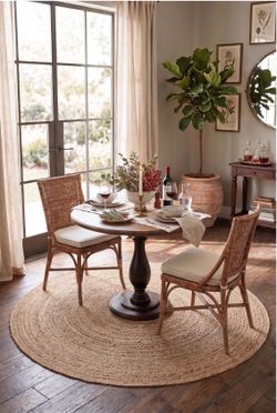 LR HOME-New 4Ft Round Handwoven Jute Rug