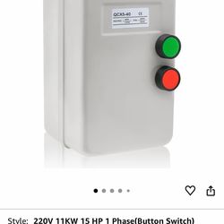 Magnetic Electric Motor Starter - 220/240V 11KW 25-45AMP - 15 HP Single Phase Magnetic Starter for Motors (Button Switch)