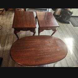 Solid Wood 3 Piece End Tables And Coffee Table 