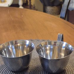 Stainless steel coffee creamer and sugar bowl