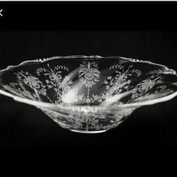 Heisey Orchid 12.5  inch elegant vintage etched crystal bowl centerpiece