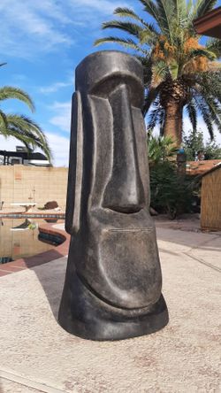 Moai & Tiki Cast Stone Statuary  Yard Art Tropical Decor