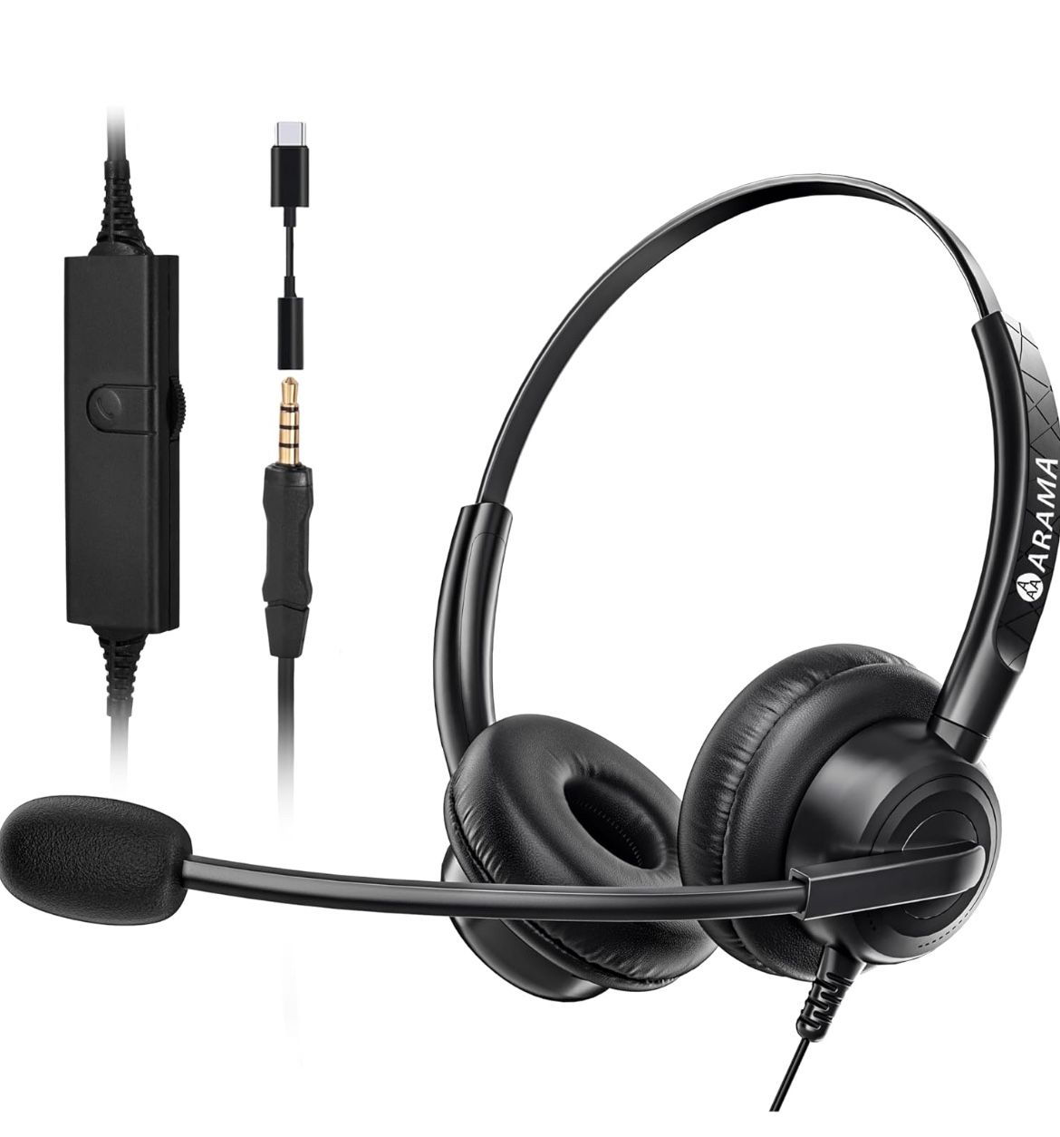 Cell Phone Headset with Microphone Noise Cancelling & in-line Control,3.5mm Computer Headset for iPhone,Android,Samsung,LG,HTC,Blac
