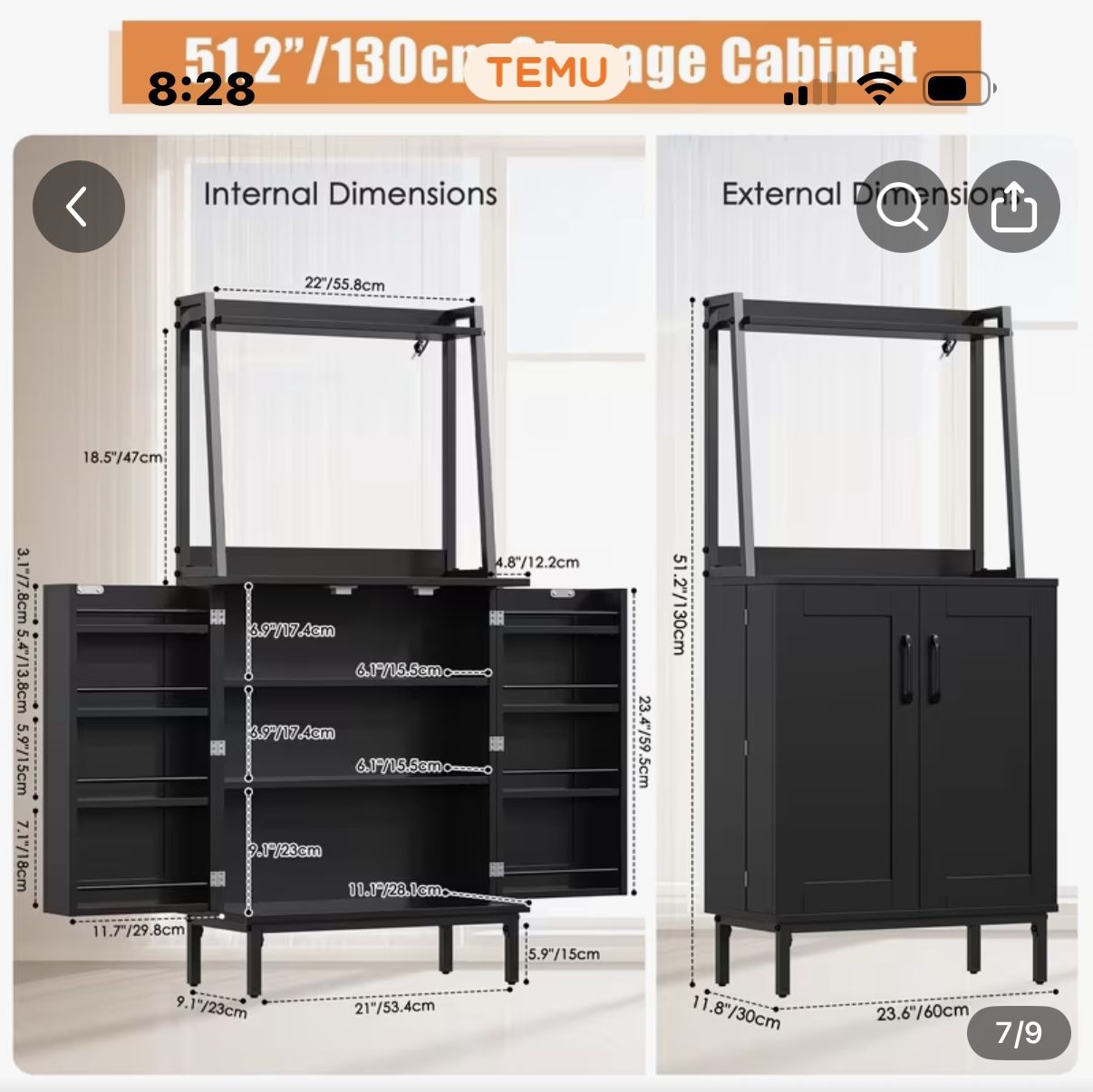 Black Color, Microwave Pantry Cabinet