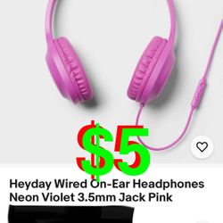 Wired On-Ear Headphones Neon Violet 3.5mm Jack Pink