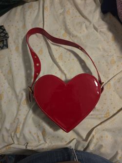 Red Patent Heart-Shaped Crossbody Bag