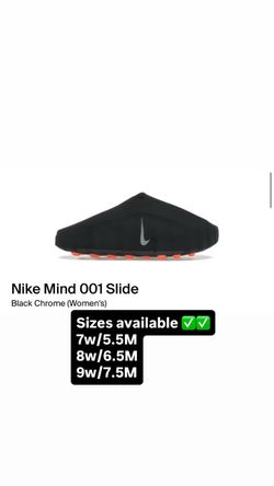 Nike Mind 001 Slide Black Chrome (Women's) sizes 7w, 8w, & 9w