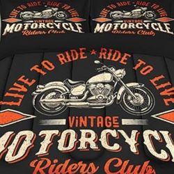 Full Size Motorcycle Vintage 3 Pcs Bedding Set
