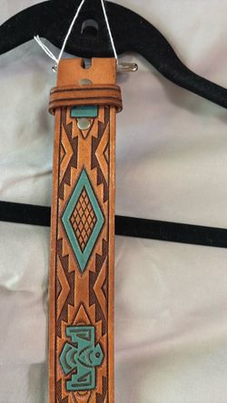 Tooled Leather belt Southwestern Design